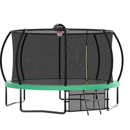 BA35- 14FT Recreational Kids Trampoline with Safety Enclosure Net & Ladder, Outdoor Recreational Trampolines - Likeshoppe 