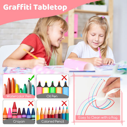 AV3- Kids Table and Chairs Set for 4 with Graffiti Desktop - Likeshoppe 