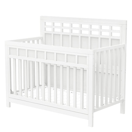 AO5- Certified Baby Safe Crib, Pine Solid Wood, Non-Toxic Finish, Snow White - Likeshoppe 