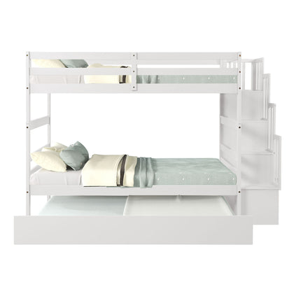 AS5- Bunk Beds Twin over Twin Stairway Storage function - Likeshoppe 