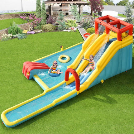 BC21- Inflatable Dual Slide Water Park Climbing Bouncer with 735W Air Blower - Likeshoppe 