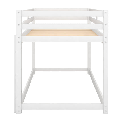 AS29- Twin over Twin Floor Bunk Bed with Ladder - Likeshoppe 