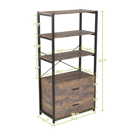 AT21- Industrial Wood Bookcase Retro Bookshelf Storage Display Rack Utility Book Shelf - Likeshoppe 