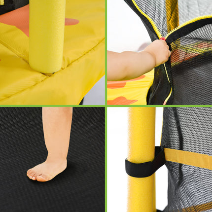 BA17- 55 Inch Kids Trampoline with Safety Enclosure Net, 4.5FT Outdoor Indoor Trampoline for Kids (Yellow) - Likeshoppe 