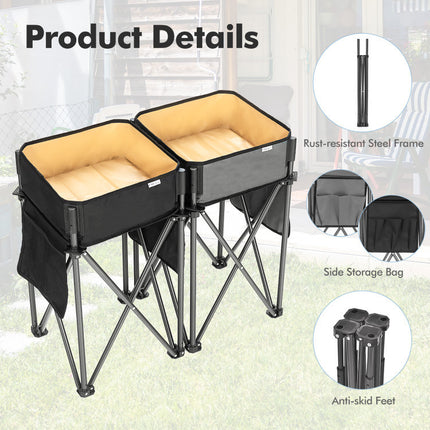 BL2-2 Pieces Folding Camping Tables with Large Capacity Storage Sink for Picnic - Likeshoppe 