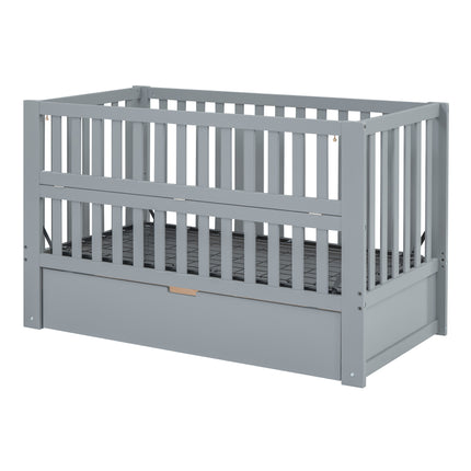 A03- Crib with Drawers and 3 Height Options, Gray - Likeshoppe 