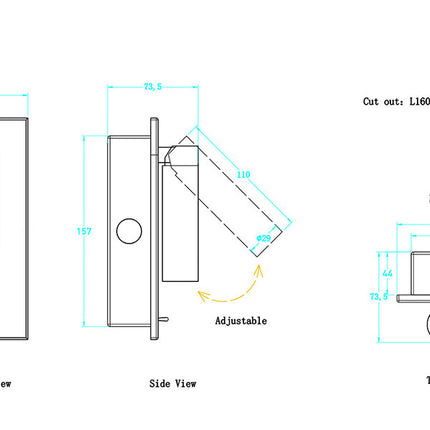 BU19- Wall Mounted Reading Light with USB Charge;  4000K Embedded lamp for Bed headboard - Likeshoppe 