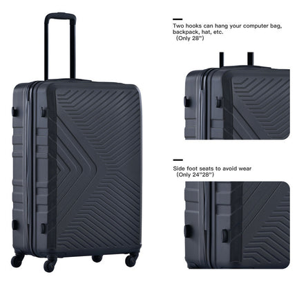 CA1- 3 Piece Luggage Sets ABS Lightweight Suitcase with Two Hooks;  Spinner Wheels;  TSA Lock;  (20/24/28)