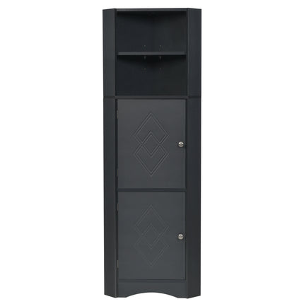 AM3- Tall Bathroom Corner Cabinet;  Freestanding Storage Cabinet with Doors and Adjustable Shelves;  MDF Board - Likeshoppe 