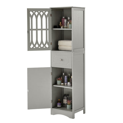 AN2- Tall Bathroom Cabinet;  Freestanding Storage Cabinet with Drawer and Doors;  MDF Board;  Acrylic Door;  Adjustable Shelf - Likeshoppe 