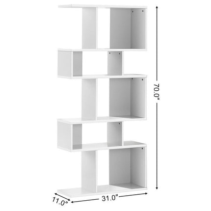 AT24- 5 Cubes Ladder Shelf Corner Bookshelf Display Rack Bookcase - Likeshoppe 