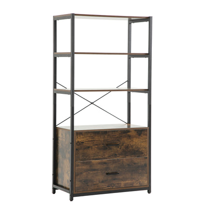 AT21- Industrial Wood Bookcase Retro Bookshelf Storage Display Rack Utility Book Shelf - Likeshoppe 