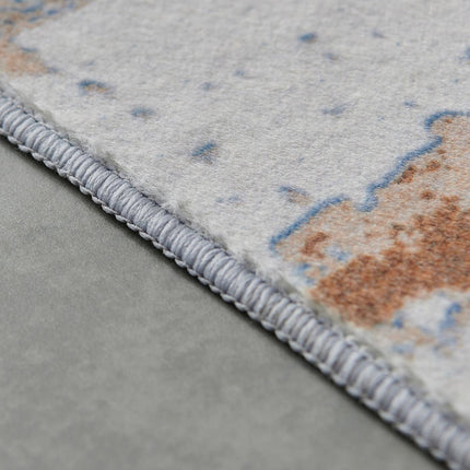 AQ23- ZARA Collection Abstract Design Gray Brown Rust Machine Washable Super Soft Area Rug - Likeshoppe 