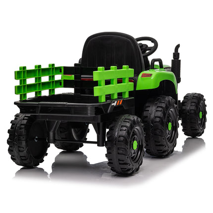 BH20- Ride on Tractor with Trailer,12V Battery Powered Electric Tractor Toy w/Remote Control,electric car for kids,Three speed adjustable,Power display, USB,MP3 ,Bluetooth,LED light,Two-point safety belt - Likeshoppe 