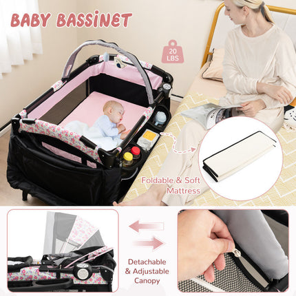 AP2- 4 in 1 Portable Pack and Play Baby Nursery Center with Bassinet - Likeshoppe 