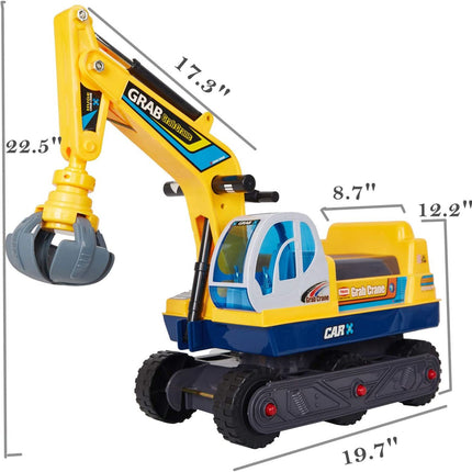 BH26- Outdoor Kids Ride On Excavator Pretend Play Construction Truck w/ Safety Helmet - Likeshoppe 