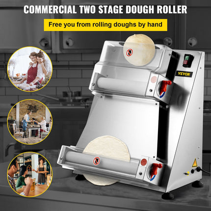 BS1- Pizza Dough Roller Sheeter, Max 16" Automatic Commercial Dough Roller Sheeter, 370W Electric Pizza Dough Roller Stainless Steel, Suitable for Noodle Pizza Bread and Pasta Maker Equipment - Likeshoppe 