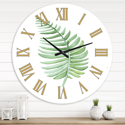 CG14- Designart 'Tropical Leaf Of Monstera Iii' Farmhouse Wall Clock(Size 36" x 36") - Likeshoppe 