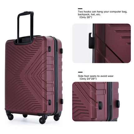 CA1- 3 Piece Luggage Sets ABS Lightweight Suitcase with Two Hooks;  Spinner Wheels;  TSA Lock;  (20/24/28)