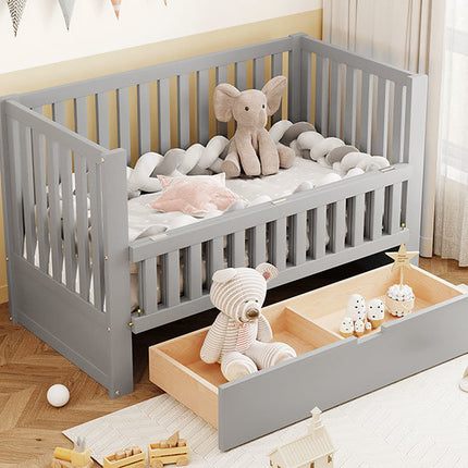 A03- Crib with Drawers and 3 Height Options, Gray - Likeshoppe 