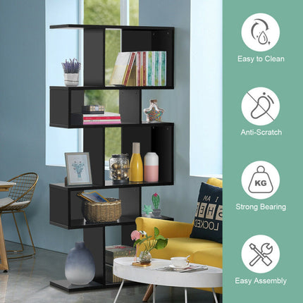 AT24- 5 Cubes Ladder Shelf Corner Bookshelf Display Rack Bookcase - Likeshoppe 