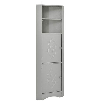 AM3- Tall Bathroom Corner Cabinet;  Freestanding Storage Cabinet with Doors and Adjustable Shelves;  MDF Board - Likeshoppe 