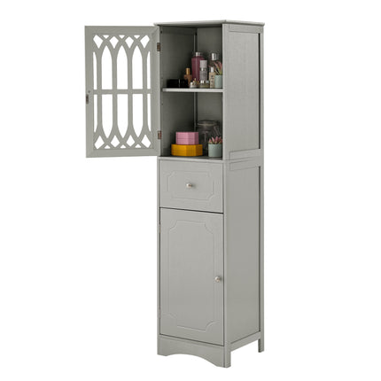 AN2- Tall Bathroom Cabinet;  Freestanding Storage Cabinet with Drawer and Doors;  MDF Board;  Acrylic Door;  Adjustable Shelf - Likeshoppe 