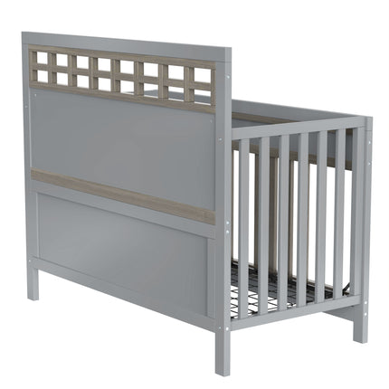 A023- Certified Baby Safe Crib, Pine Solid Wood, Non-Toxic Finish, Gray - Likeshoppe 