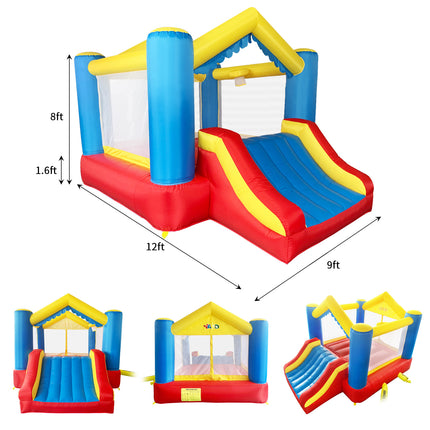 BC22- YARD Bounce House Inflatable Bounce House with Basketball Hoop Royal Bouncer for Kids, Outdoor Bouncy House, Durable Seam Forced Buffer Strips, Big Slide, 12 x 9 x 8 ft H, w/ UL Certified Air Blower - Likeshoppe 