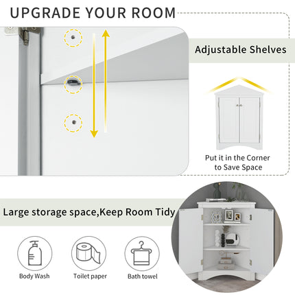 AM4- Triangle Bathroom Storage Cabinet with Adjustable Shelves;  Freestanding Floor Cabinet for Home Kitchen