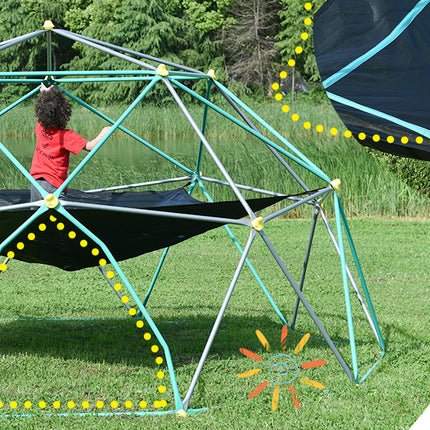 BB11-13ft Geometric Dome Climber Play Center, Kids Climbing Dome Tower with Hammock, Rust & UV Resistant Steel Supporting 1000 LBS - Likeshoppe 