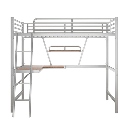 AS12- Full Size Loft Metal&MDF Bed with Desk and Shelf, - Likeshoppe 