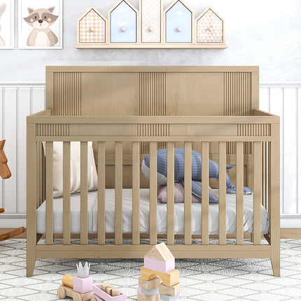 A016- Certified Baby Safe Crib, Pine Solid Wood, Non-Toxic Finish, Hazel Wood - Likeshoppe 