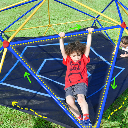 BB7- 10ft Geometric Dome Climber Play Center, Kids Climbing Dome Tower with Hammock, Rust & UV Resistant Steel Supporting 1000 LBS - Likeshoppe 