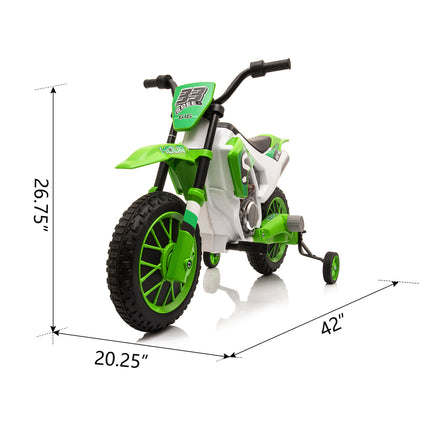 BH12- 12V Kids Ride on Toy Motorcycle, Electric Motor Toy Bike with Training Wheels for Kids 3-6, Green - Likeshoppe 