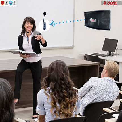 CC26- 5 Core Wireless Lavalier Microphone System with Power Amplifier 200 Watt PMPO Receiver Loud Speaker PA System Set Lapel Mic 2 in 1 for Teaching Speech Meetings Classroom Conference Seminar-5C APS - Likeshoppe 