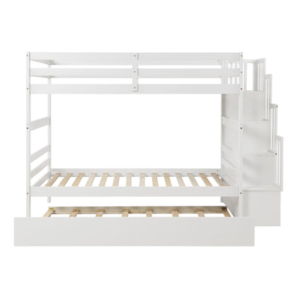 AS5- Bunk Beds Twin over Twin Stairway Storage function - Likeshoppe 