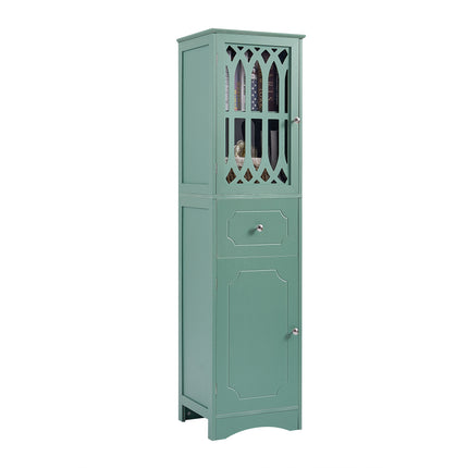 AN2- Tall Bathroom Cabinet;  Freestanding Storage Cabinet with Drawer and Doors;  MDF Board;  Acrylic Door;  Adjustable Shelf - Likeshoppe 