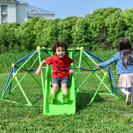 BB14- Kids Climbing Dome Jungle Gym - 6 ft Geometric Playground Dome Climber Play Center with 4.6ft Wave Slide, Rust & UV Resistant Steel Supporting 800 LBS - Likeshoppe 