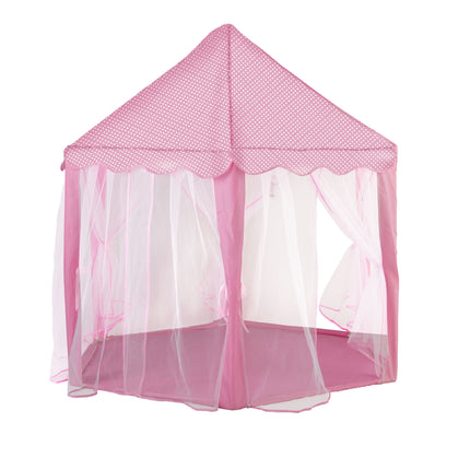 BE6-53"H Princess Castle Play Tent House with LED Star Lights for Kids, Indoor and Outdoor, Pink - Likeshoppe 