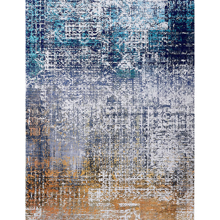 AQ25- ZARA Collection Abstract Design Turquoise Gray Rust Machine Washable Super Soft Area Rug - Likeshoppe 