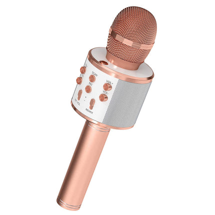 CC22- 5 Core Karaoke Wireless Microphones Bluetooth • w Stereo Mic Speaker • Portable Recording Microfono Inalambrico • SD Card & USB • Gifts Music Toys for Kids and Adults All Age- WM SPK COPPER - Likeshoppe 