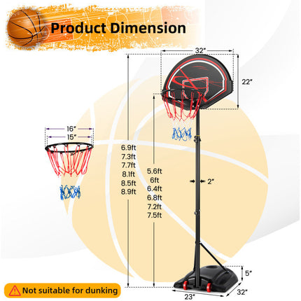 BG10- Portable Basketball Hoop Stand with Wheels and 2 Nets - Likeshoppe 