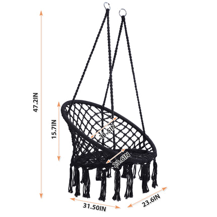 AZ2- Hammock Chair Macrame Swing Max 330 Lbs Hanging Cotton Rope Hammock Swing Chair for Indoor and Outdoor - Likeshoppe 