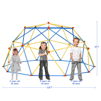 BB7- 10ft Geometric Dome Climber Play Center, Kids Climbing Dome Tower with Hammock, Rust & UV Resistant Steel Supporting 1000 LBS - Likeshoppe 