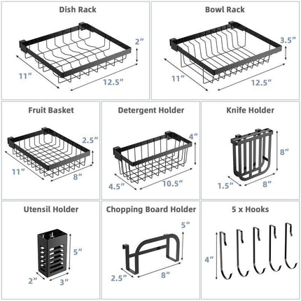 DL3-Adjustable Over Sink Dish Drying Rack with Hooks - Likeshoppe 