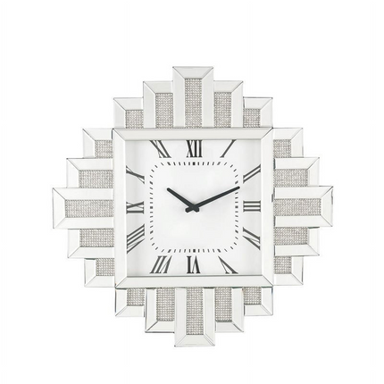 CG6- Lavina Wall Clock in Mirrored & Faux Diamonds - Likeshoppe 