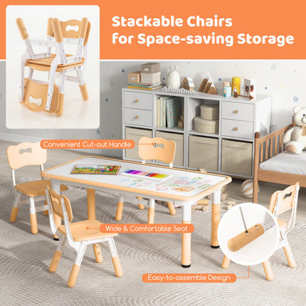 AV3- Kids Table and Chairs Set for 4 with Graffiti Desktop - Likeshoppe 