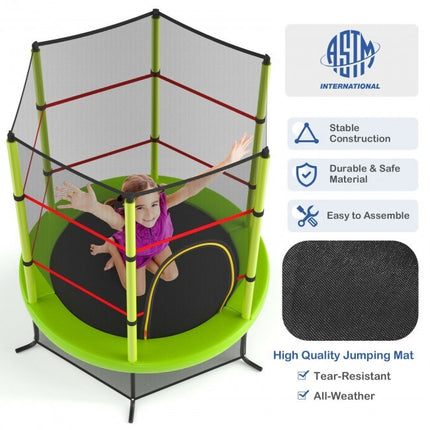 BA49- 55 Inch Kids Recreational Trampoline Bouncing Jumping Mat with Enclosure Net - Likeshoppe 