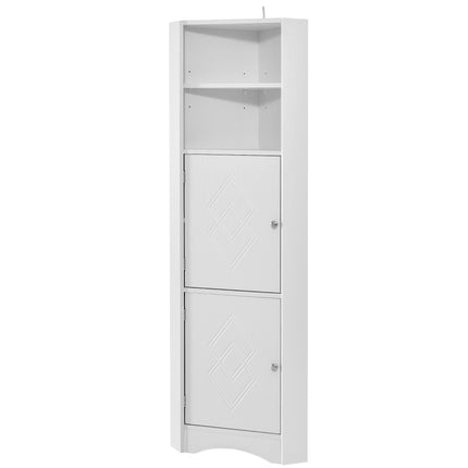 AM3- Tall Bathroom Corner Cabinet;  Freestanding Storage Cabinet with Doors and Adjustable Shelves;  MDF Board - Likeshoppe 